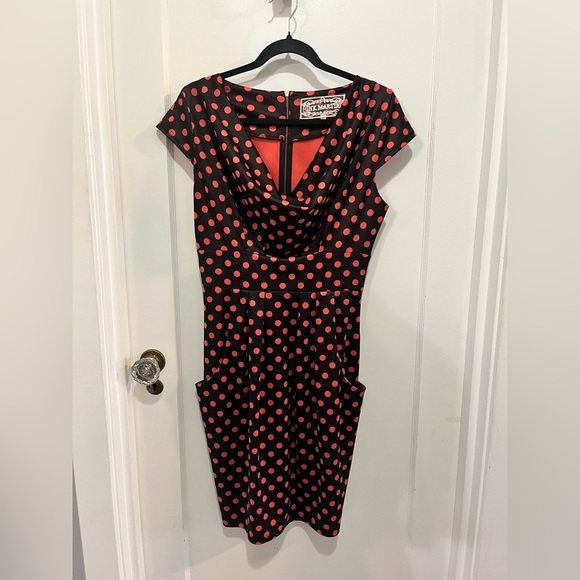 Pink Martini Burgundy Polka Dot Dress – Size M (P2P ~17”) - Picture 3 of 4